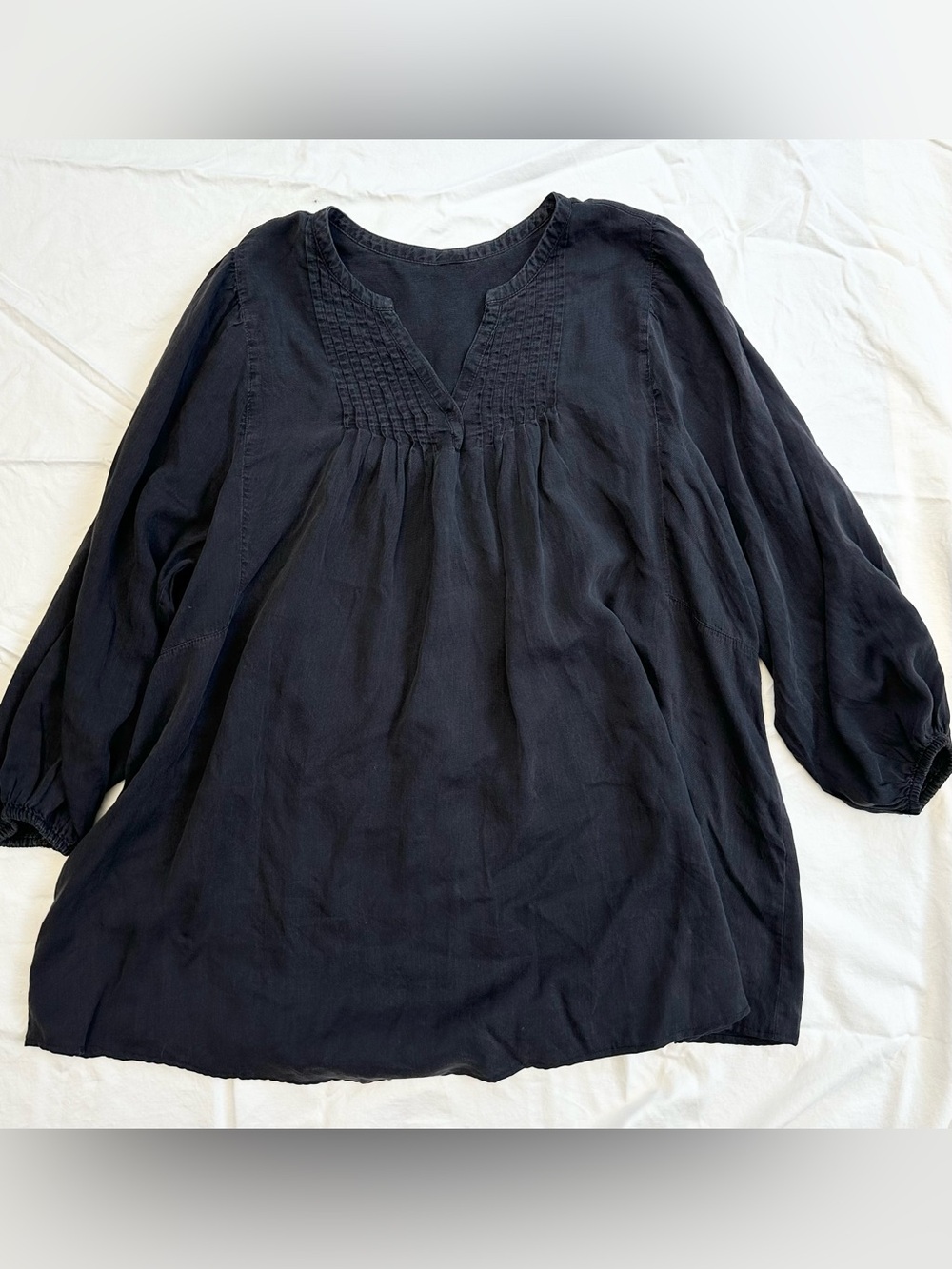 Boho Linen Silk Faded Black Tunic Top Maternity LARGE / XL Flowy Casual Stylish